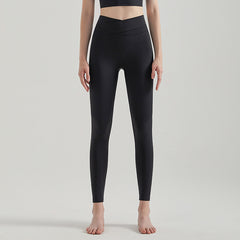 Color-blocked cross-waisted leggings