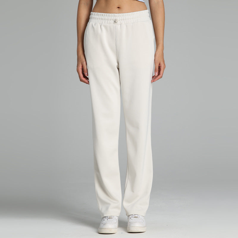 Slim loose high-waisted athleisure straight-leg pants