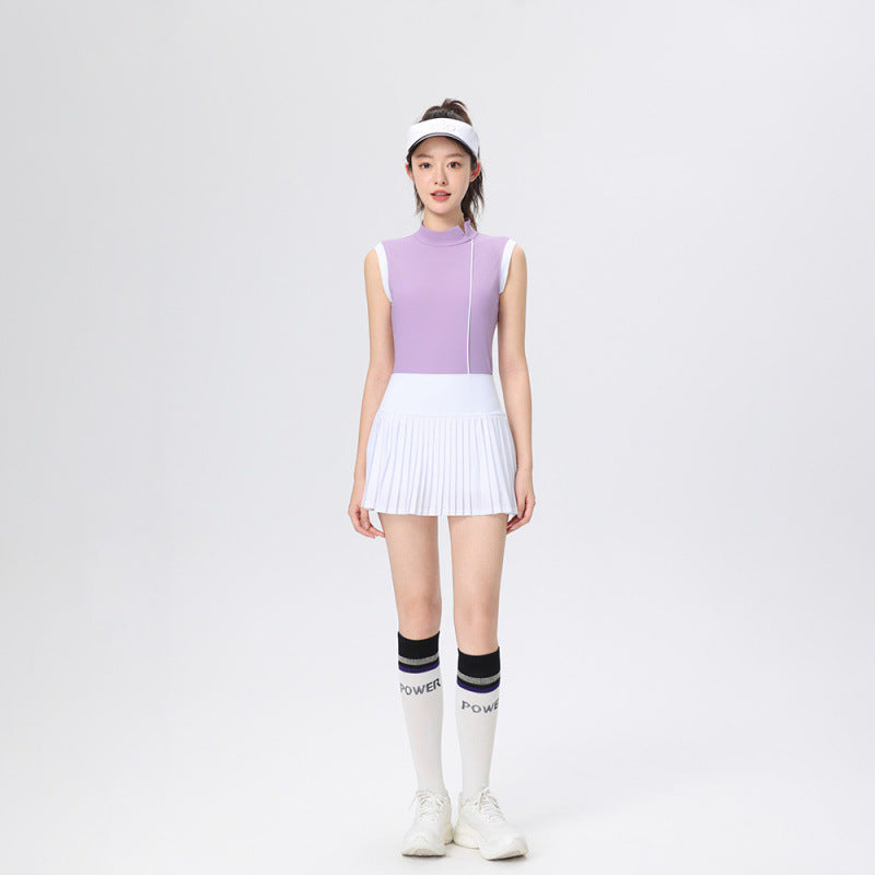 Golf sports patchwork sleeveless top