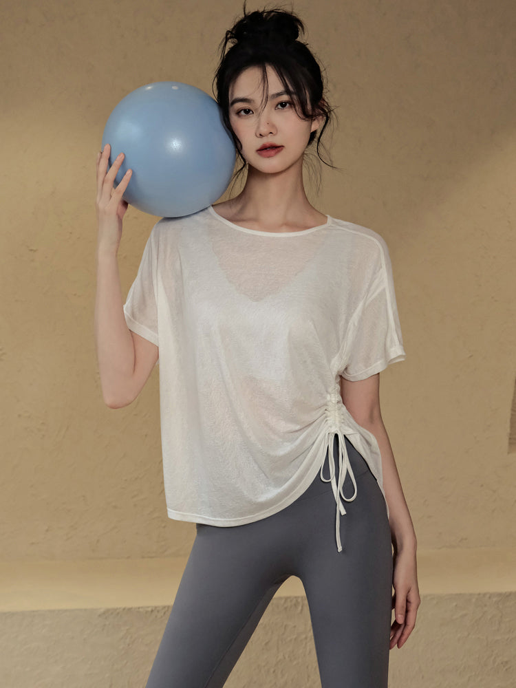 Loose cover-up slimming yoga short-sleeved T-shirt
