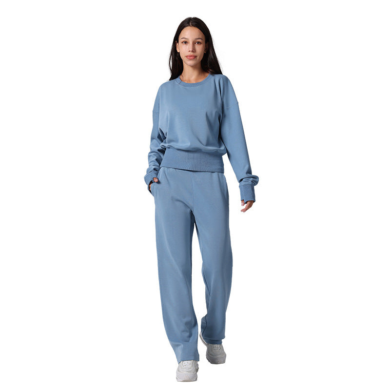 Slim loose high-waisted athleisure straight-leg pants