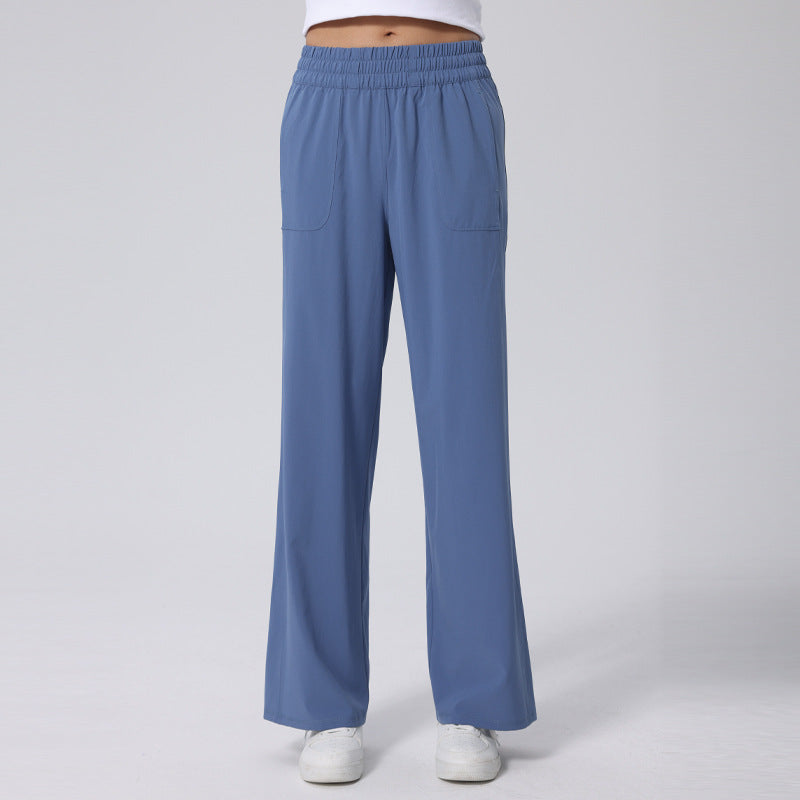 Soft high-rise straight-leg slacks