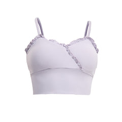 Ruffled shock-absorbing running sports bra