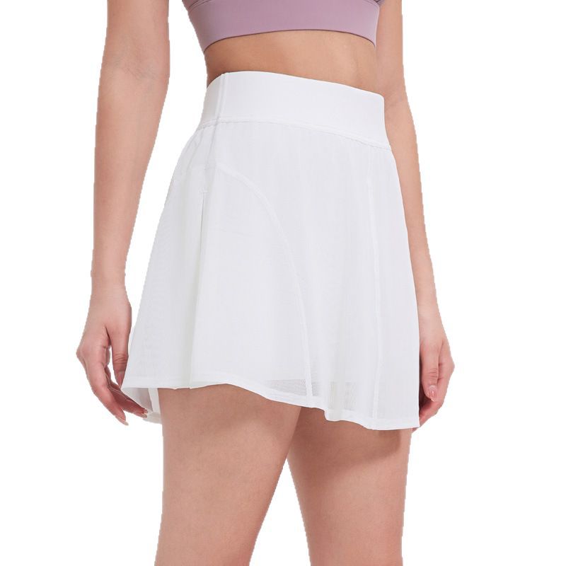 Ballet style mesh high-waisted anti-walking tennis badminton skirt