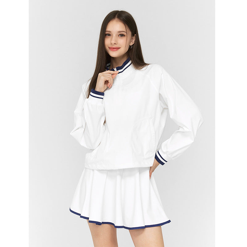 Collegiate sweatshirt short skirt tennis suit set