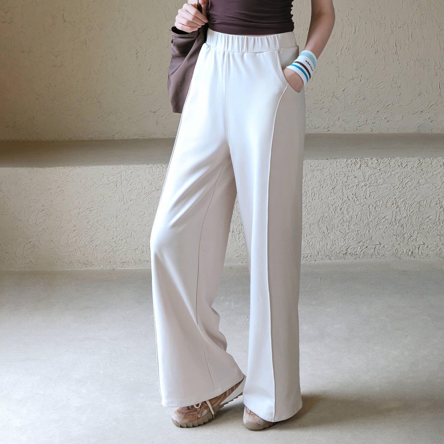 Fleece warm casual wide-leg pants