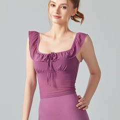 Ruffled small flying sleeves, Gentle wind mesh breathable, Thin temperament, Short sleeves