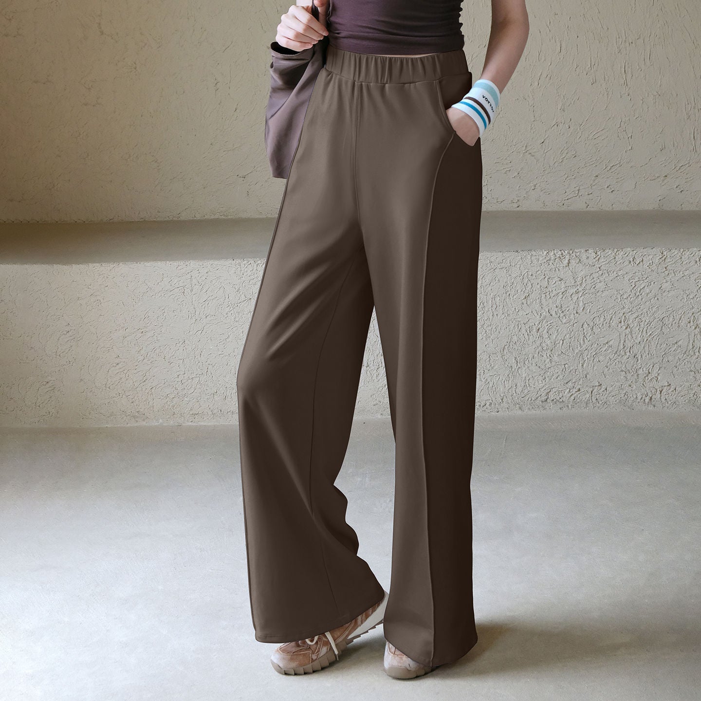 Fleece warm casual wide-leg pants