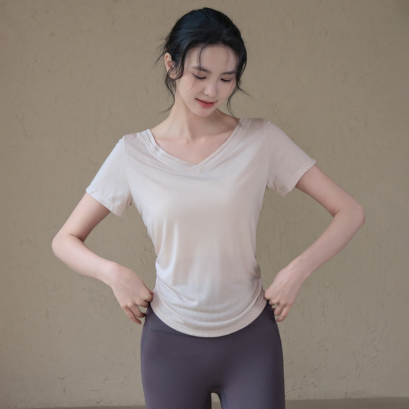 Loose nude feel light and breathable running sports T-shirt short sleeves