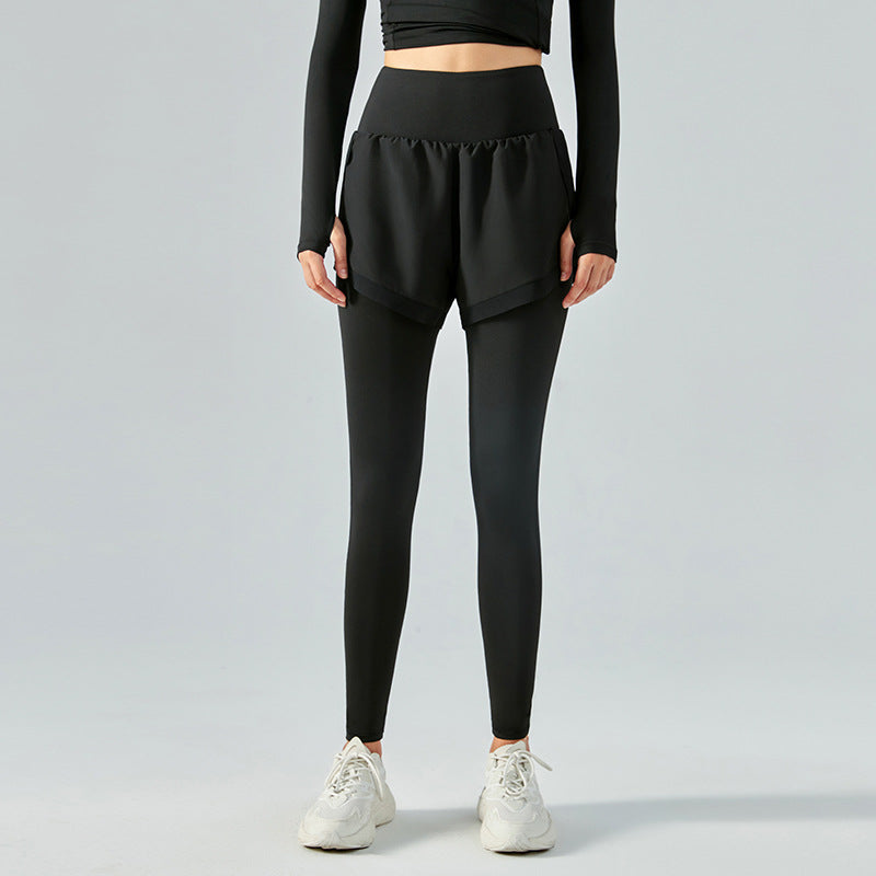 High-waisted stretch mesh anti-runaway running breathable sports skinny trousers