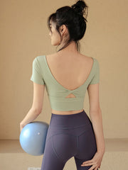 Beautiful back professional sports yoga short sleeves