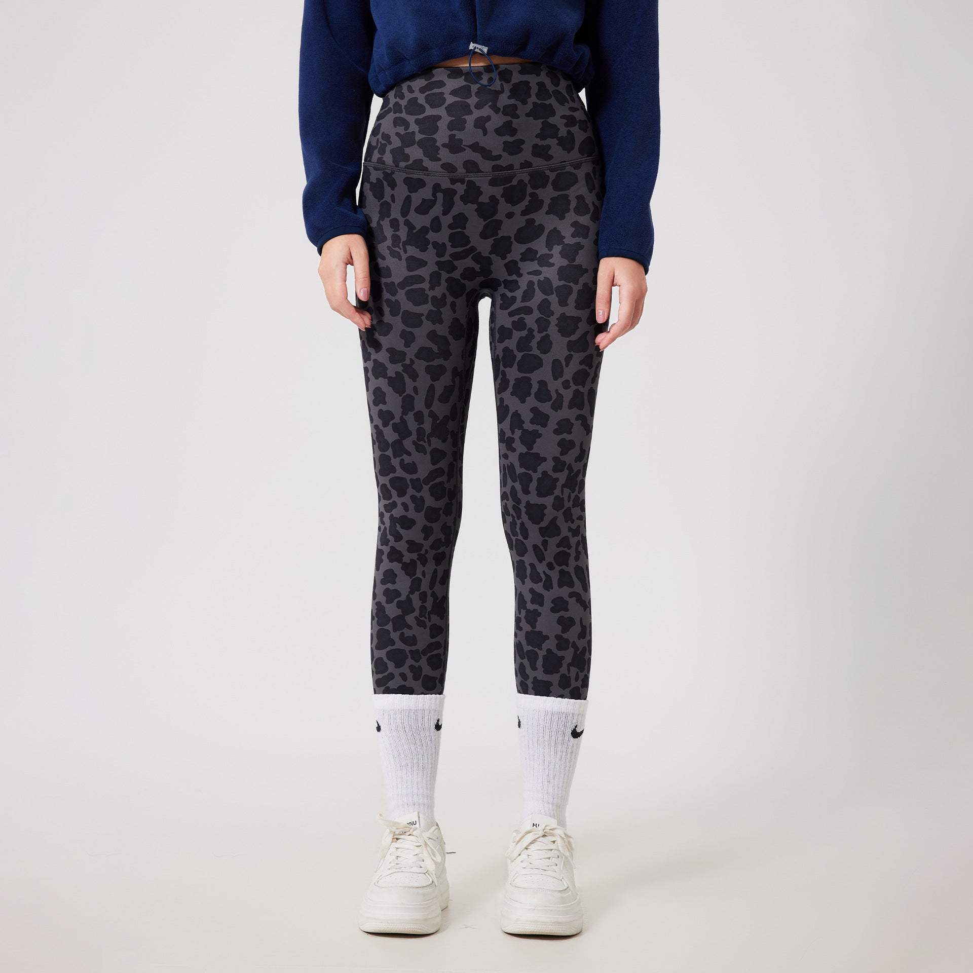 Plush seamless nude warm high-waisted hip-lifting leopard print pants