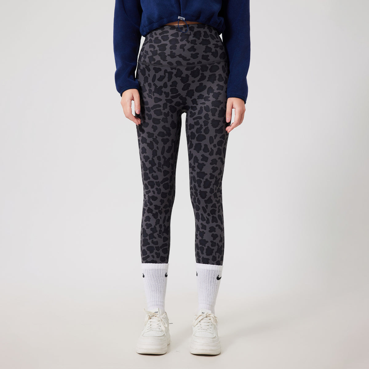 Plush seamless nude warm high-waisted hip-lifting leopard print pants