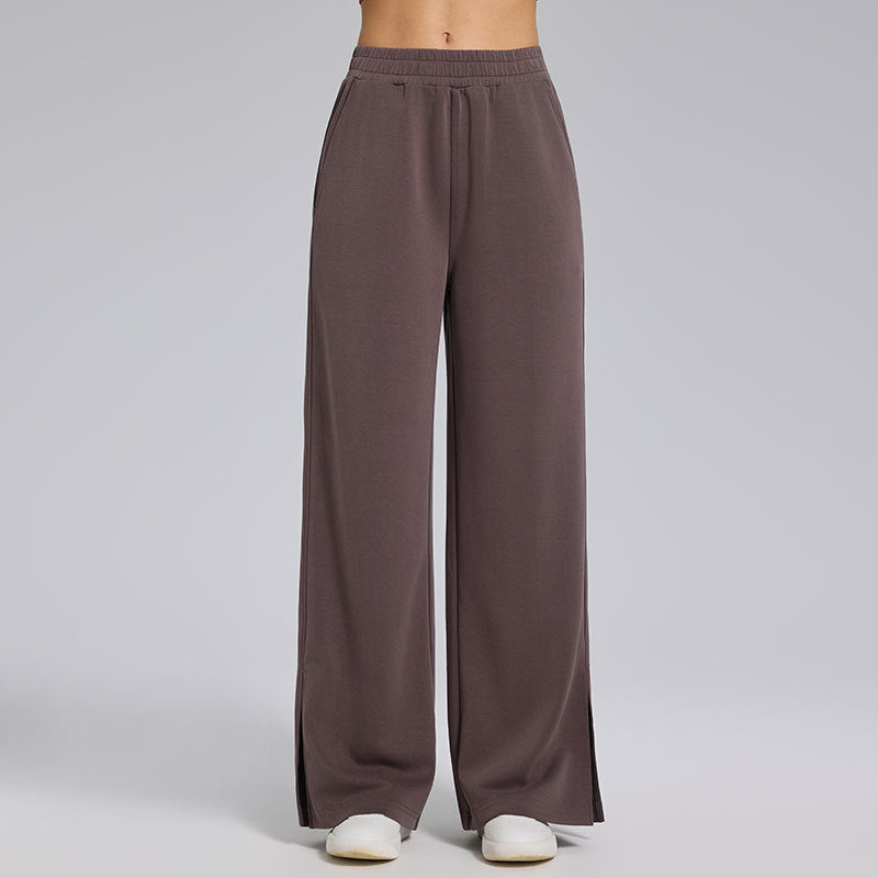 High-end lazy loose loose drape slit straight-leg pants
