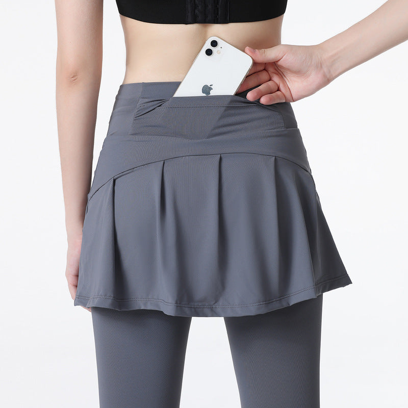 Fake two high-waisted anti-light leggings