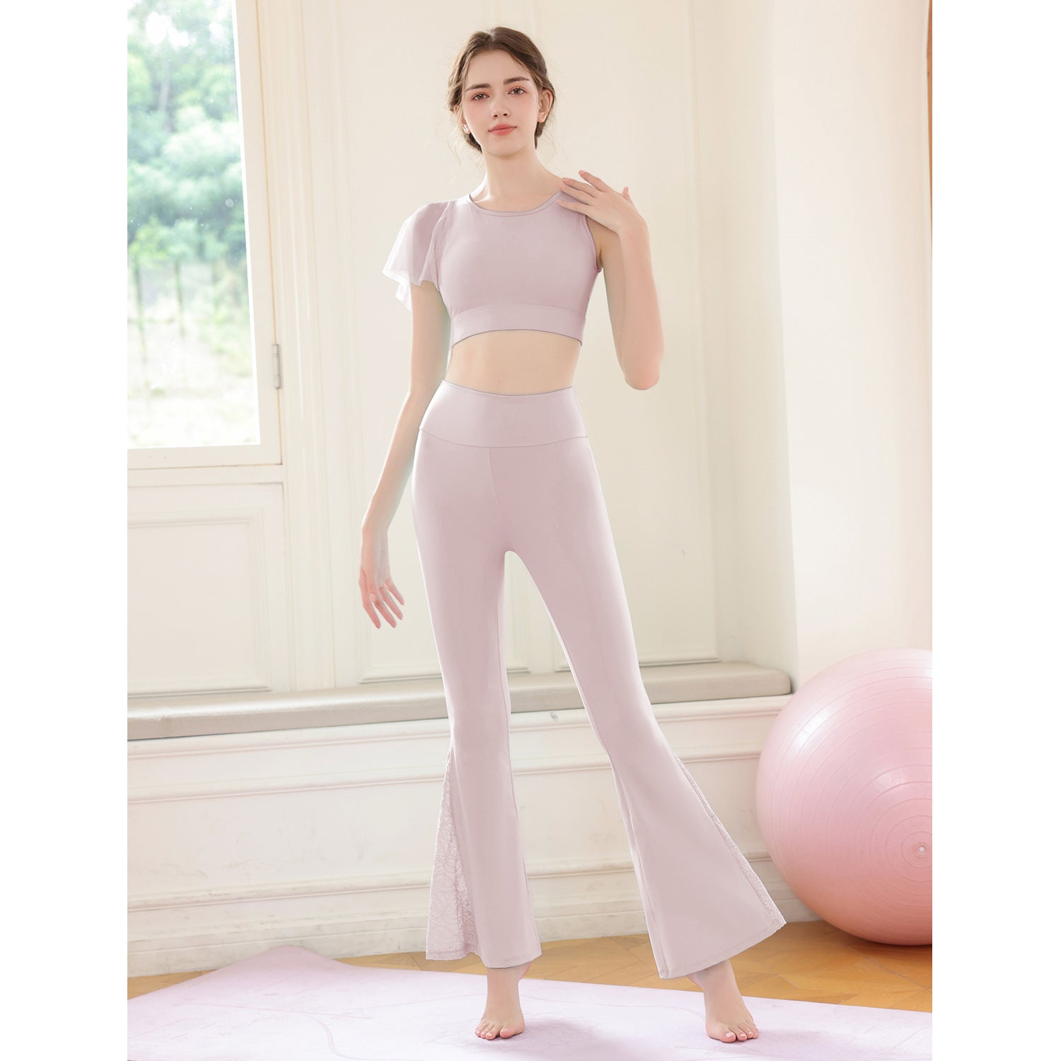Dunhuang Flying Goddess skin-friendly lace mesh flared pants set