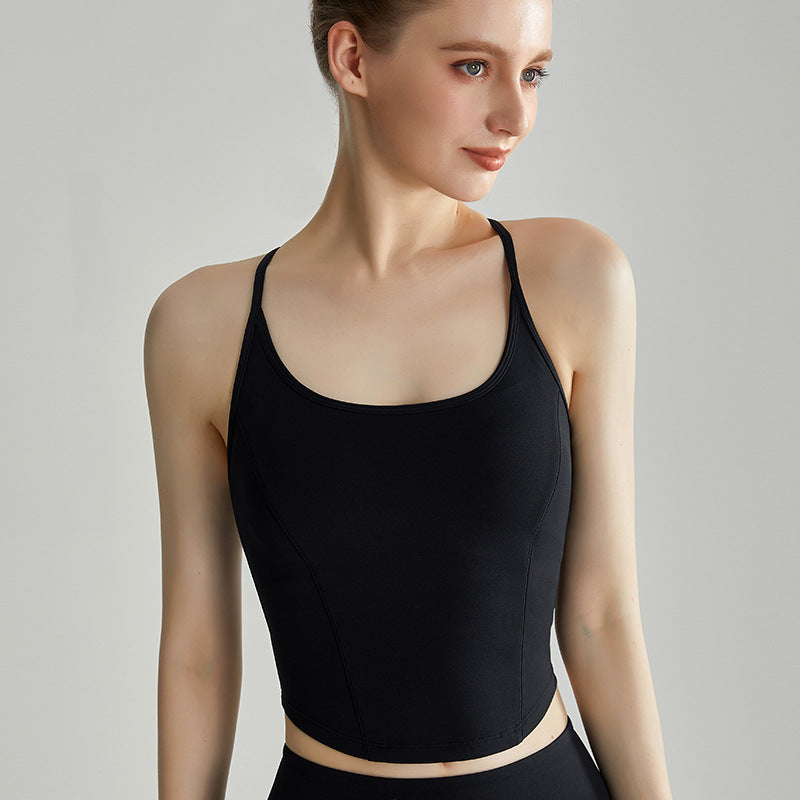 Thin strap fixed cup bra