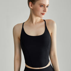 Thin strap fixed cup bra