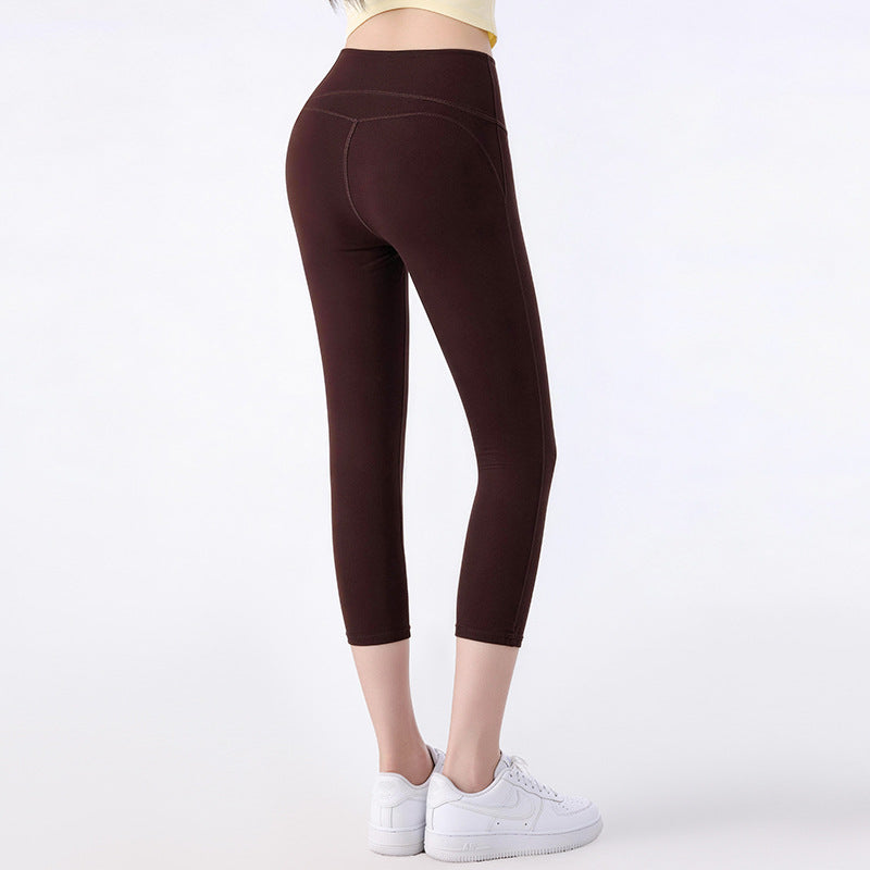 Lycra high-waisted hip-lifting yoga cropped pants