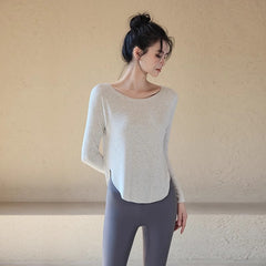 Off-the-shoulder loose yoga top