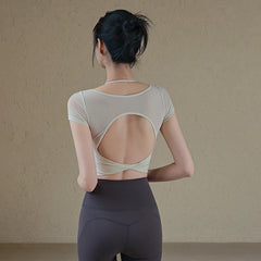 Mesh with padded ballet short sleeves