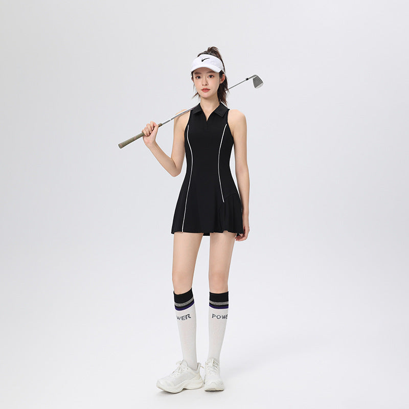 The new contrasting waist slimming golf tennis skirt