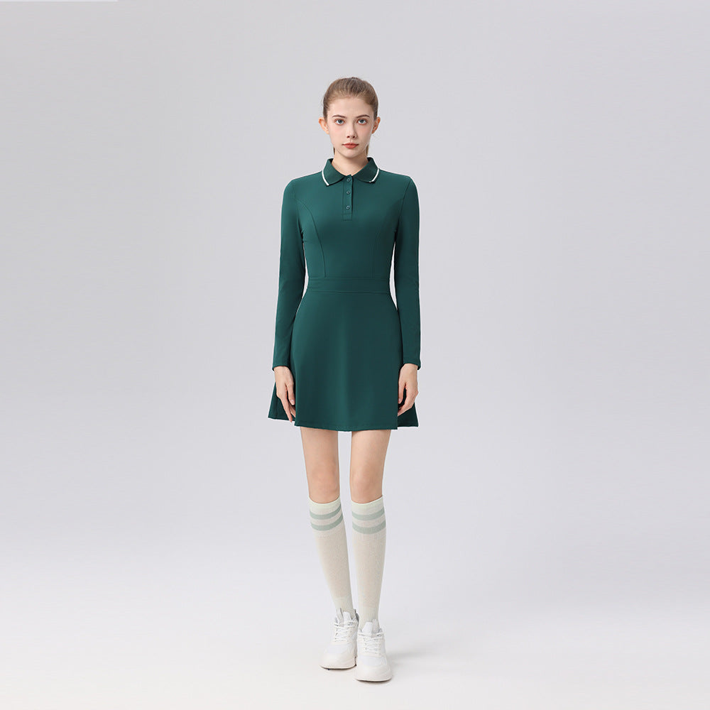 Polo collar contrast slim slimming versatile golf long-sleeved suit