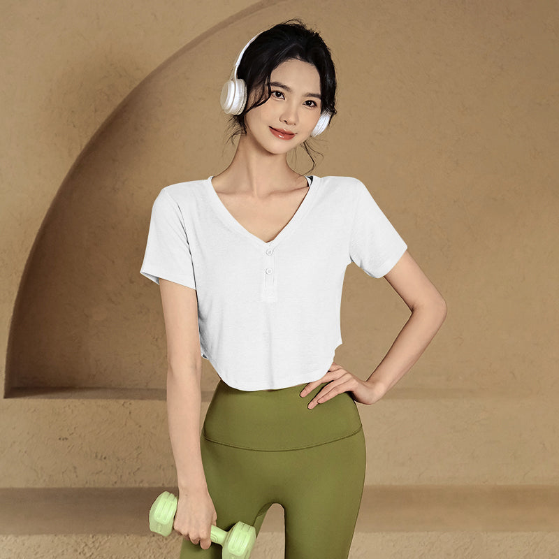 Loose quick-drying smock yoga short-sleeved T-shirt