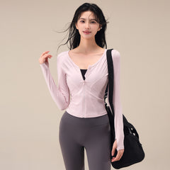 Autumn zippered cardigan slim slimming fitness long-sleeved jacket