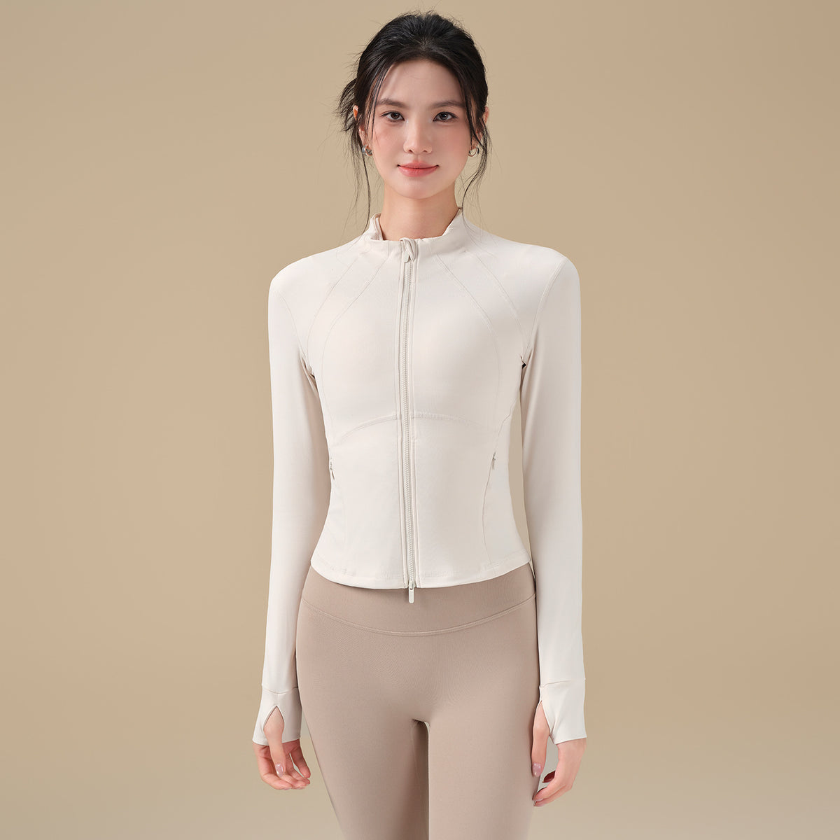 Fall/winter stand-up collar zippered slim jacket