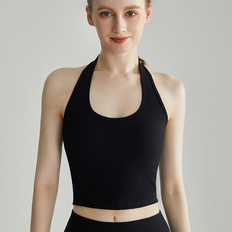 All-in-one halterneck yoga vest