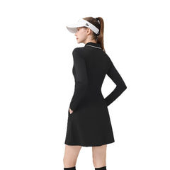 Polo collar contrast slim slimming versatile golf long-sleeved suit