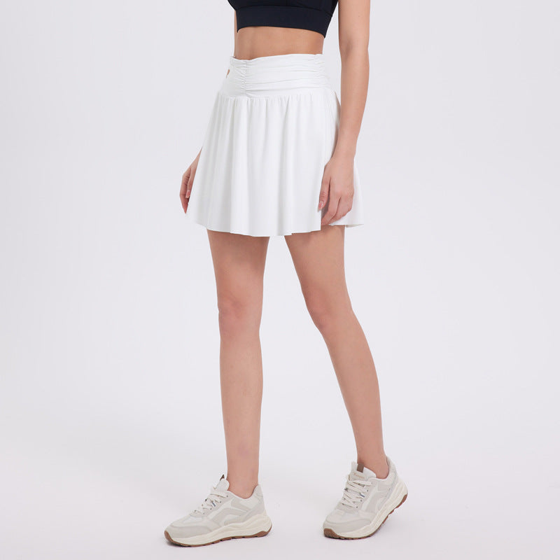 Ballet wind speed dry smocked high-waisted tennis skirt