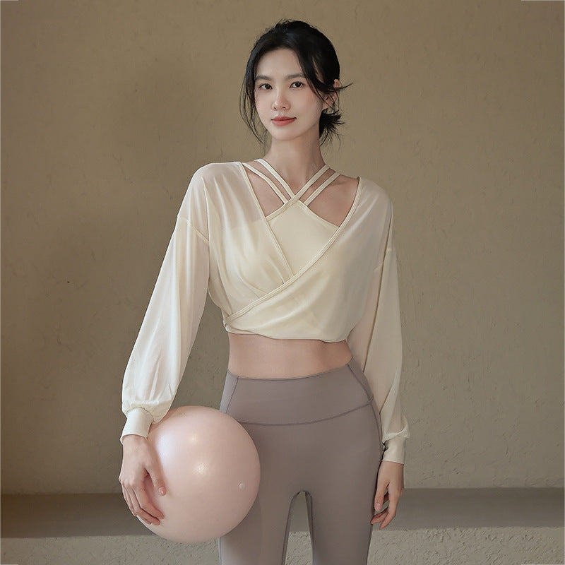 Temperament mesh long sleeves