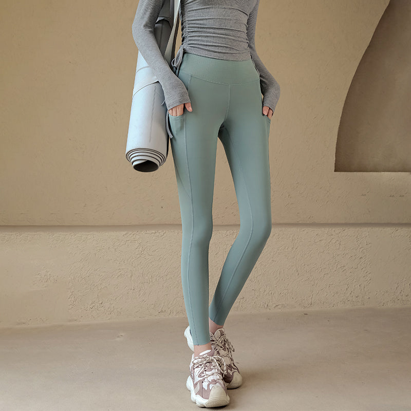 No embarrassment line high waist hip lift stretch yoga leggings trousers