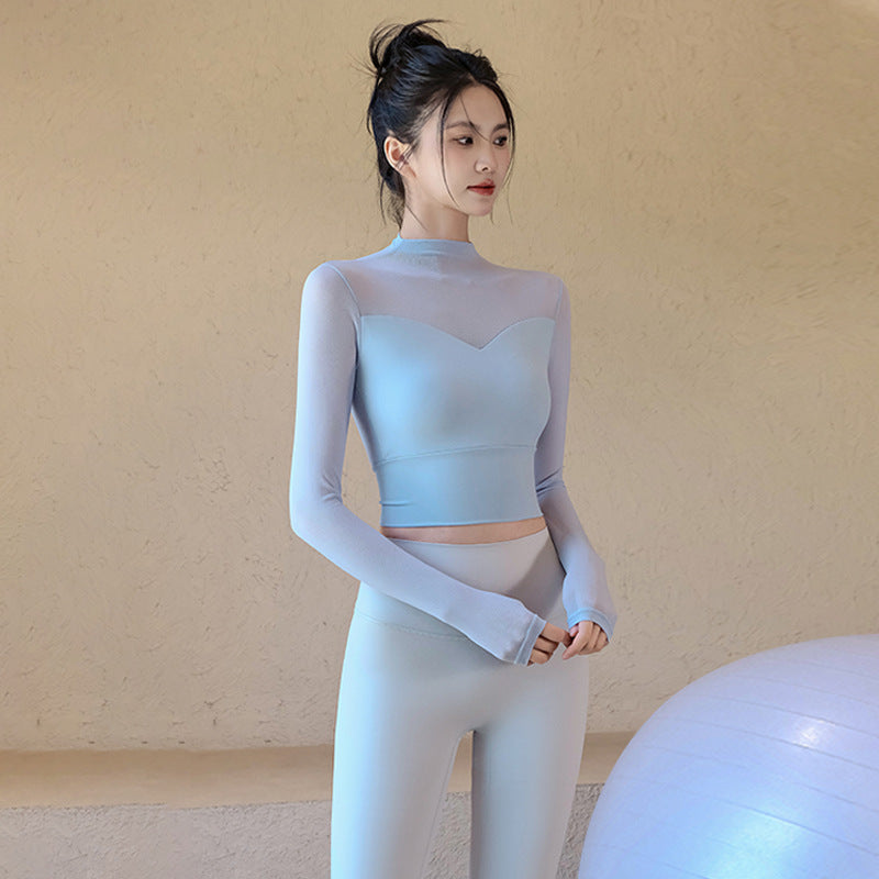 Mesh High-Neck Long Sleeve