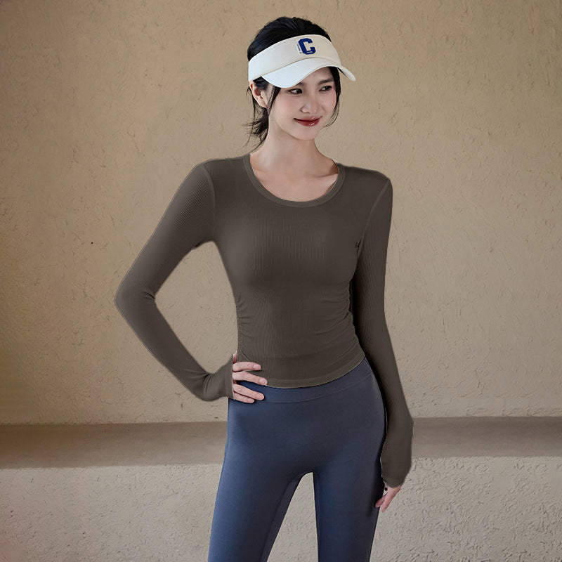 Fitted slimming long-sleeve T-shirt