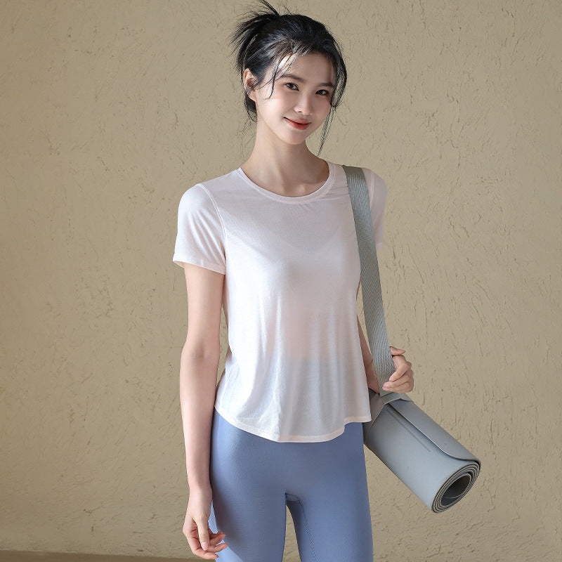 Breathable sports fitness cover-up short sleeves