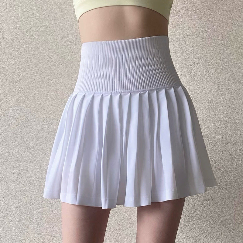 High-waisted, Tummy-cinching, Anti-glare, Sports pleated skirt
