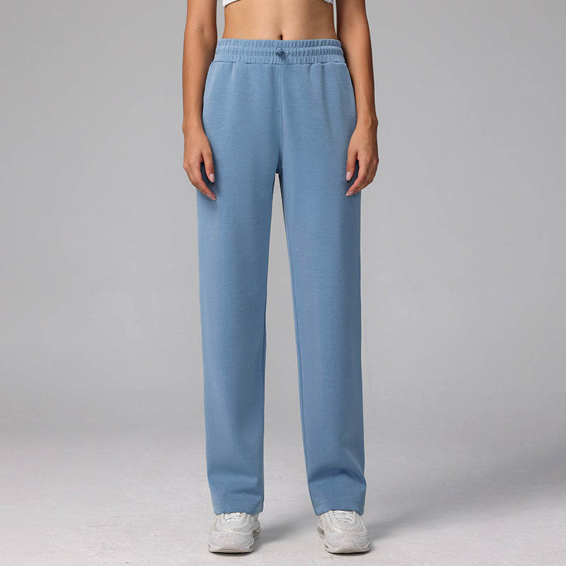 Slim loose high-waisted athleisure straight-leg pants