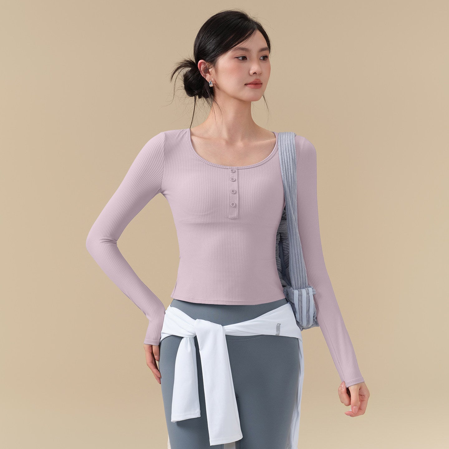 With chest pads, Wear nude and breathable fitness long sleeves