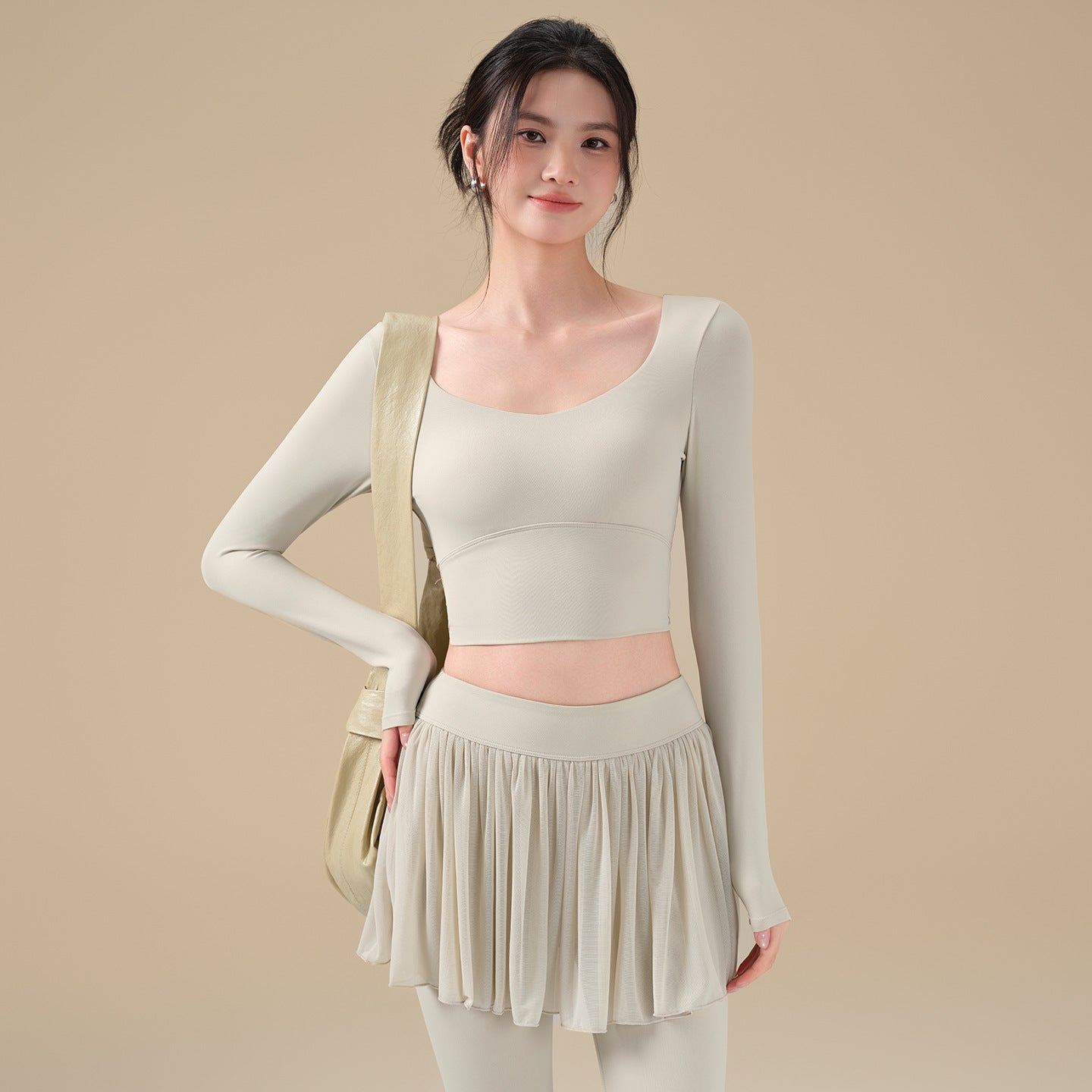 High-value mesh beauty back gym suit top with chest pad
