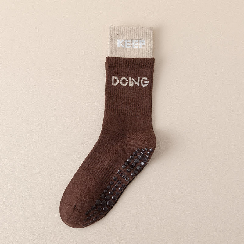 Double-layer non-slip crew socks