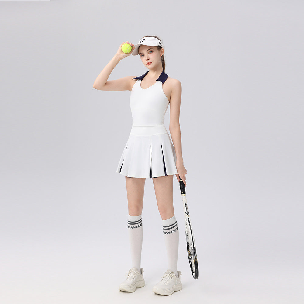Contrast patchwork bra skirt golf tennis badminton set