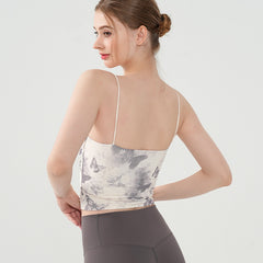 Butterfly print breathable mesh slim fit sexy camisole bra