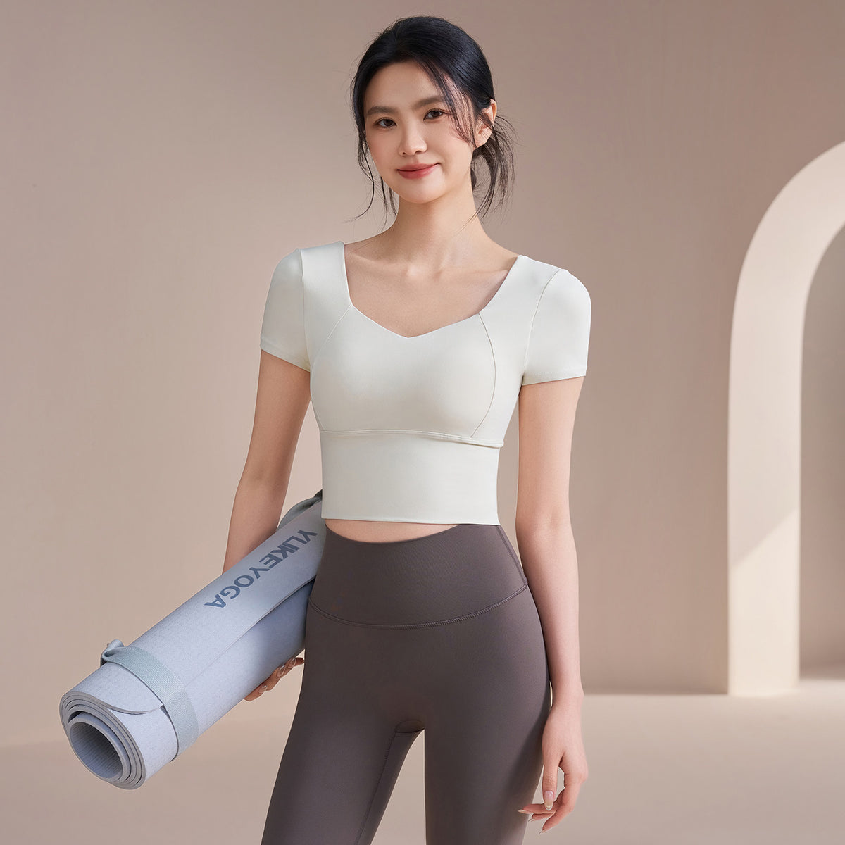 Classic diamond collar professional Pilates short sleeves