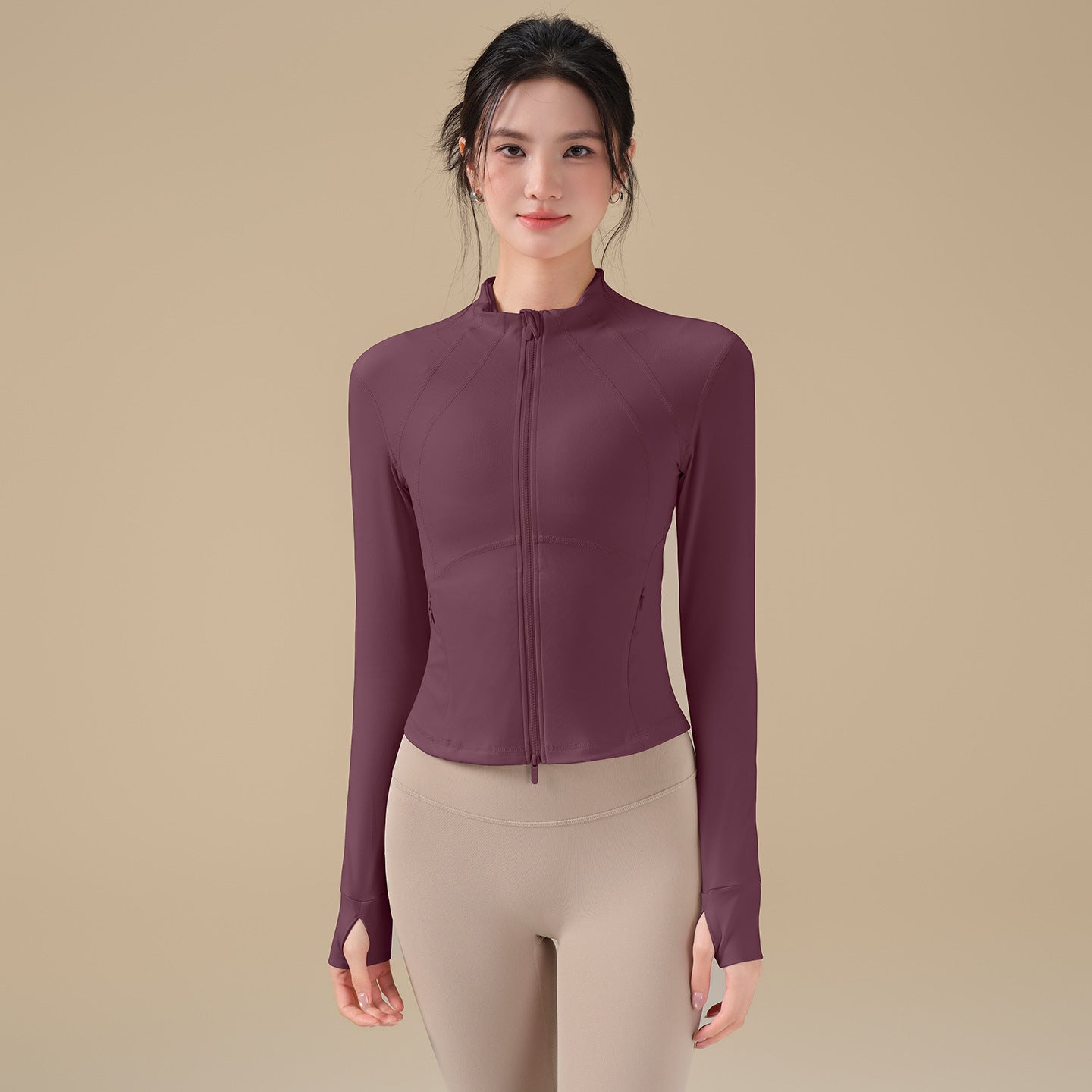 Fall/winter stand-up collar zippered slim jacket