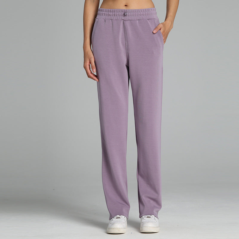 Slim loose high-waisted athleisure straight-leg pants