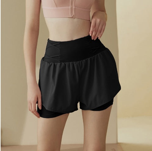High-waisted loose breathable sports shorts