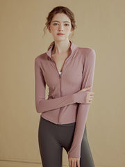 Stand-up collar zip-up quick-drying top